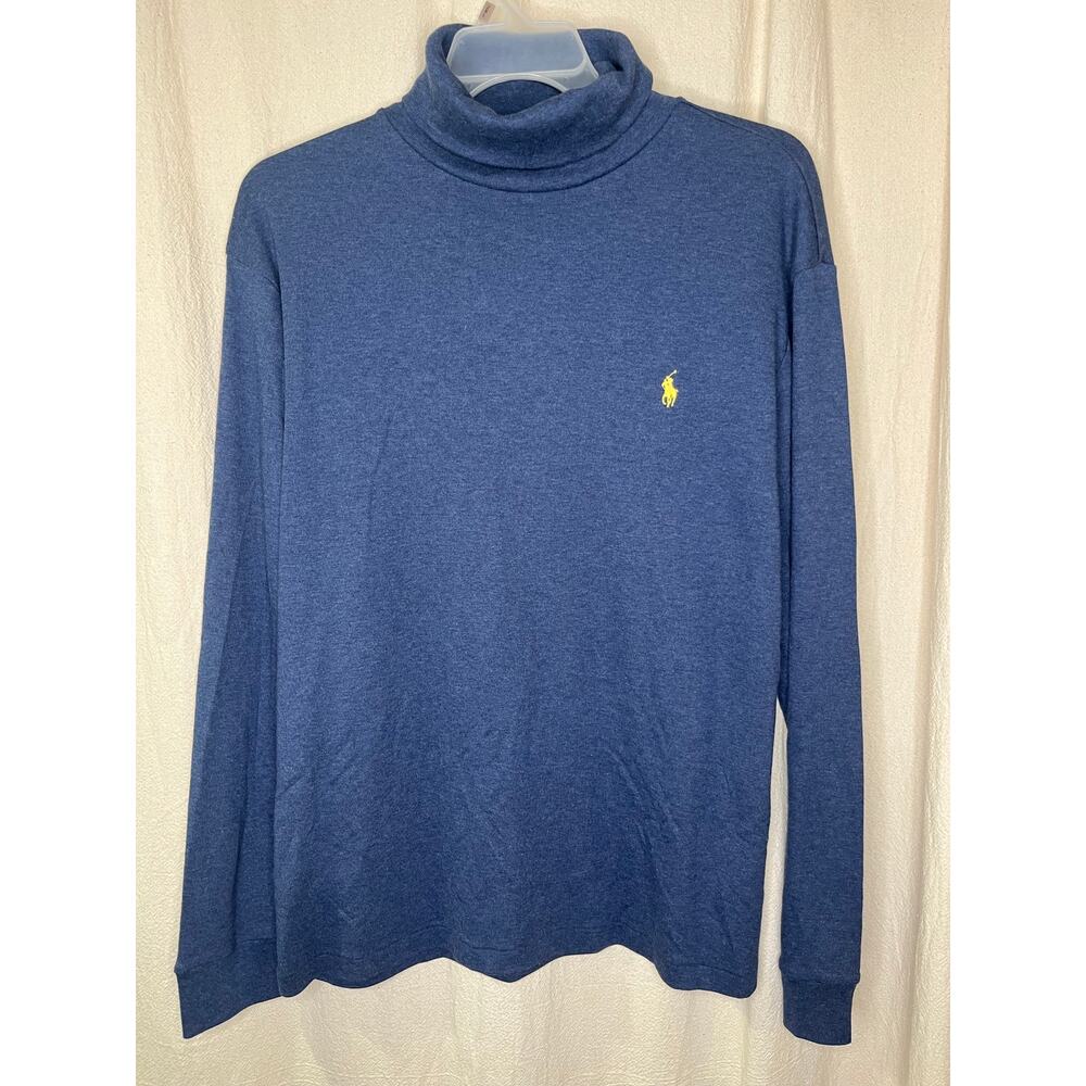 1990s Polo Ralph Lauren Navy Blue Old Money Quiet Luxury Turtleneck Sweater XL